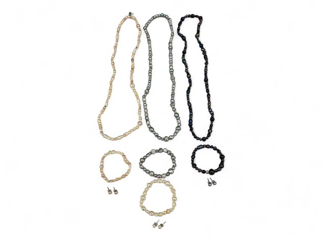 Genuine Freshwater Pearl Jewelry Sets w/ Necklaces, Bracelets & Earrings