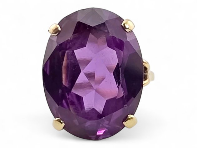 14k Yellow Gold Ring w/ Fluorite or Alexandrite - Size 7