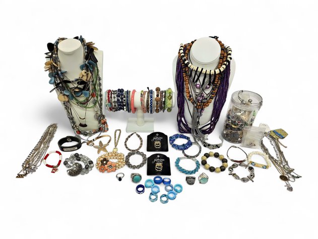 Costume Jewelry w/ a Mixed Jewelry Mystery Jar
