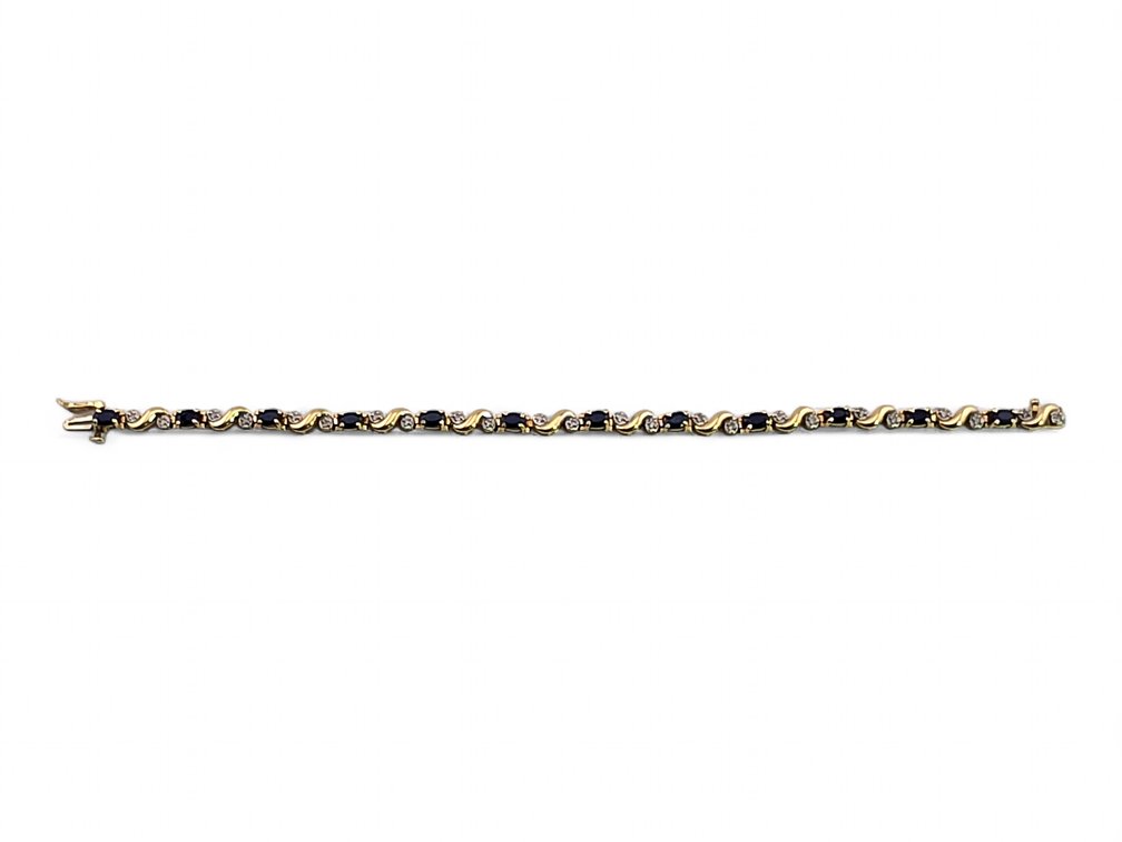 14k Yellow Gold Sapphire & Diamond Bracelet