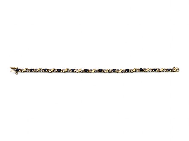 14k Yellow Gold Sapphire & Diamond Bracelet
