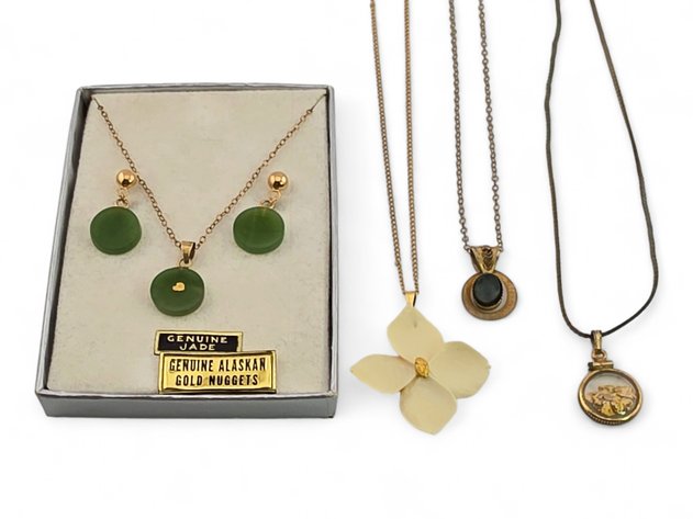 Nephrite Jade, Mammoth Ivory & Gold Nugget Jewelry