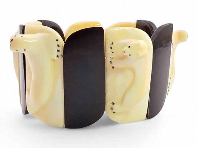 Walrus Ivory & Baleen Bracelet w/ Relief-Carved Arctic Wildlife