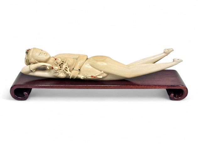 Chinese Doctor’s Lady Tusk Carving, Early 20th C.