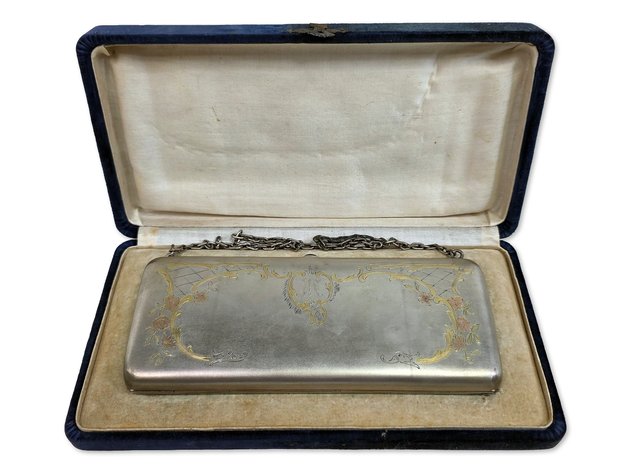Imperial Russian Floral Evening Purse with Original Case