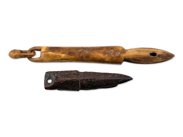 Bering Sea Coast Eskimo Walrus Tusk Knife Handle Artifacts
