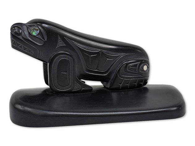 Glen Pollard “Haida Seal” Inlaid Argillite Carving