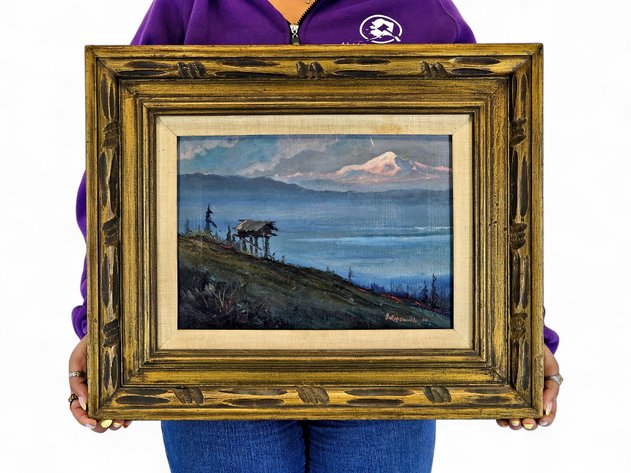 Scott McDaniel Cache and Mountain Oil Painting, 1969