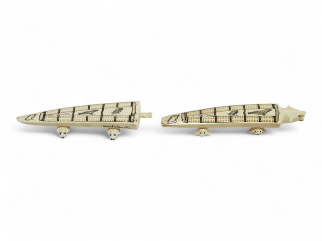 Two King Island Scrimshaw Walrus Tusk Cribbage Boards – Penatac Family