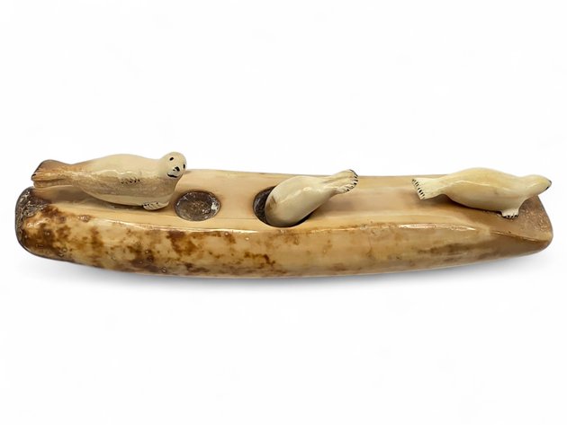Eskimo Seal Diorama on an Ancient Fire Starter Artifact
