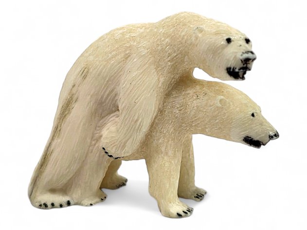 Walrus Tusk “Happy Bears” Polar Bear Carving