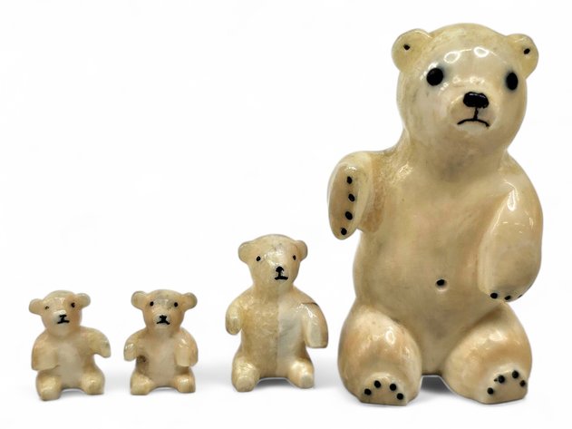 Four Walrus Tusk Teddy Bears — John Kokuluk Jr. & Attributed Hubert Kokuluk