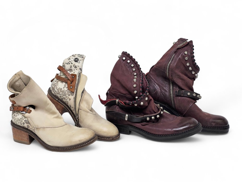 A.S 98 Beige & Burgundy Ankle Boots - Sizes 38 & 41