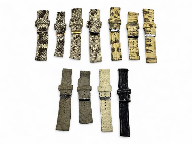 11x Handmade Lizard, Python & Alligator Leather Watch Bands