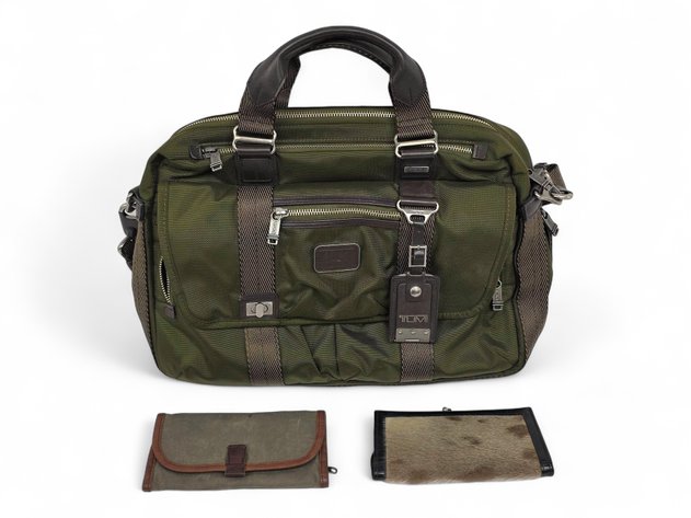 Tumi Briefcase/Messenger Bag, Seal Fur Wallet & Duluth Trading Co. Wallet