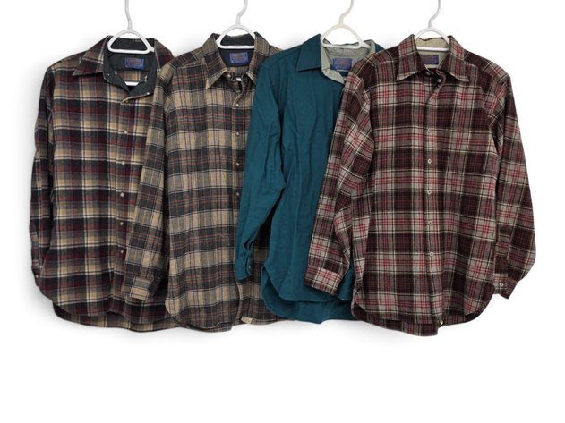 Pendleton Wool Button-Up Shirts in Plaid & Teal