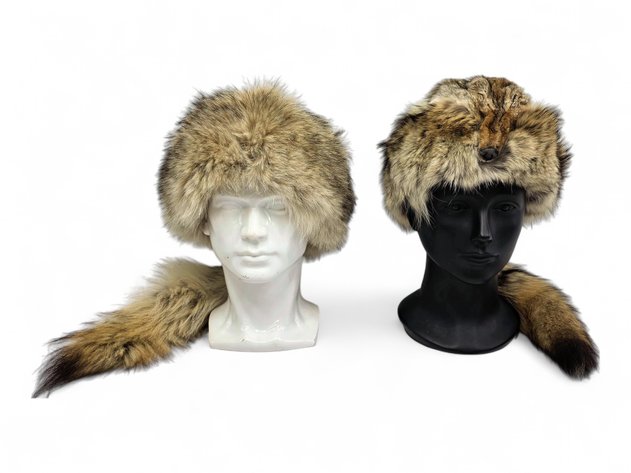 Coyote Fur Hats w/ Tail & Head Details
