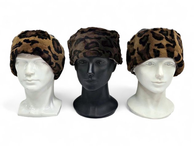 Leopard-Print Mink Fur & Leather Hats