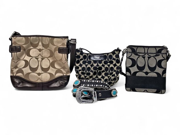 Coach Signature Canvas Purses & Leather Belt