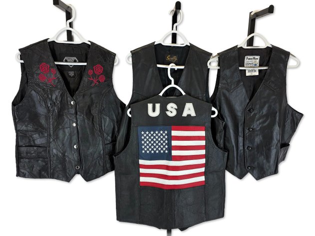 Diamond Plate, Scully, Pioneer Wear & More Leather Vests - Sizes 46, 48 & XL