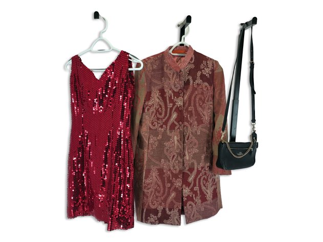 Nehru-Style Jacket, Sequined Dress & Coach Purse