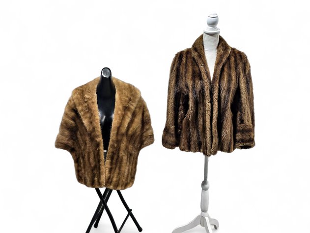 McCauley Furs Mid-Length Mink Fur Coat & M.H.S. Mink Fur Shawl