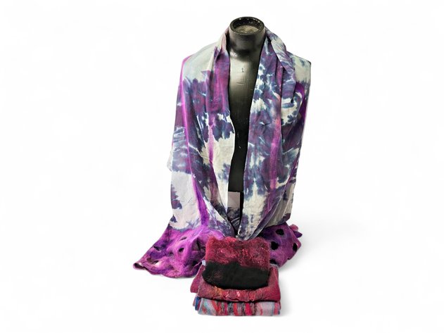 Tie-Dye, Black Sheer & Mesh Nuno-Felted Wraps