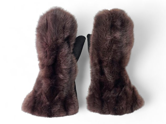 Winter Mittens w/ Suede & Rabbit Fur