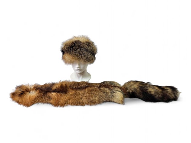 Cross Fox Fur Hat & Red Fox Stole