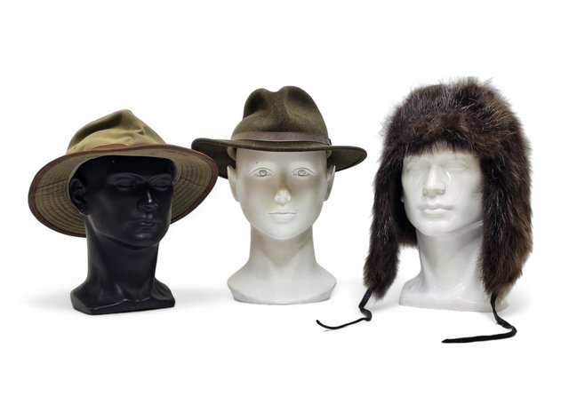 Fur Traders of Alaska Beaver Fur Trapper Hat & Country Gentlemen & Outback Trading Co. Hats - Sizes 6 ½-7 ⅝