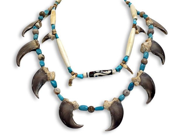 Bobcat Claw & Bear Claw Turquoise-Beaded Necklaces