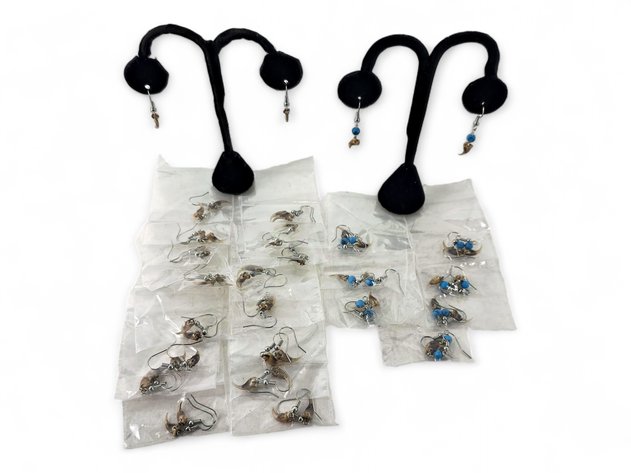 Sable Claw & Blue Bead Drop Earrings & Sable Claw Earrings