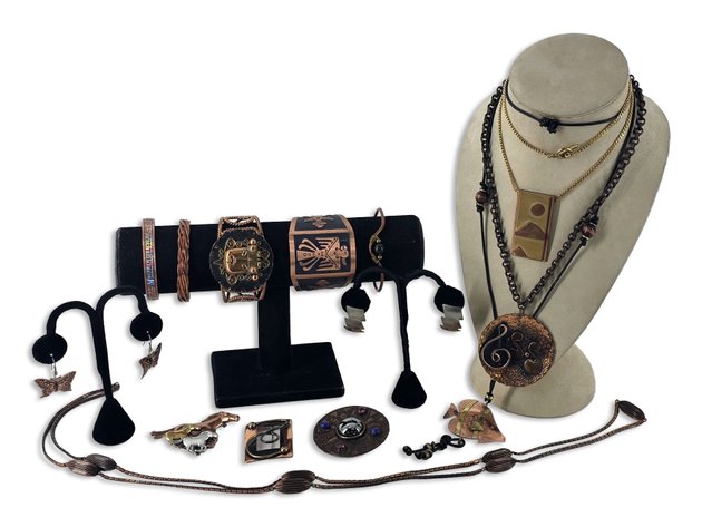 Copper Cuff Bracelets, Tri-Tone Horse Brooch, Music Note Medallion Necklace & More