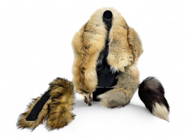 Fox Pelt Stole, Raccoon Scarf & Silver Fox Tail