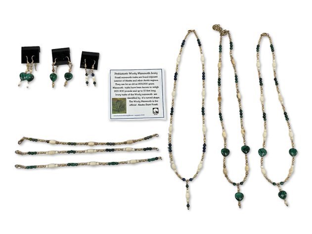 Mammoth Ivory & Malachite Jewelry Sets