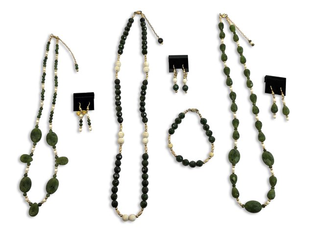 Mammoth Ivory & Jade Jewelry Sets