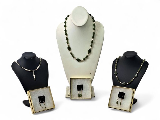 Mammoth Ivory & Jade Jewelry Sets
