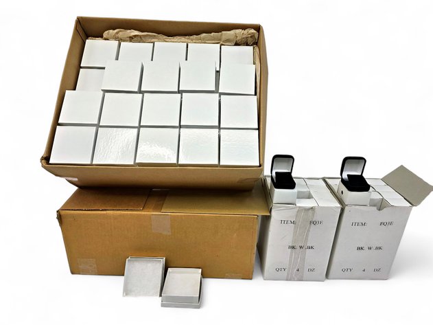 96x Black Velvet Ring Boxes & 196x White Cardboard Jewelry Boxes