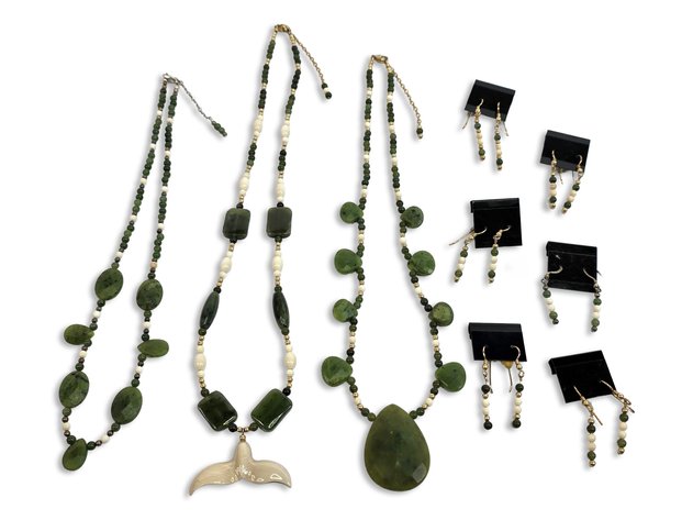 Jade & Woolly Mammoth Ivory Necklaces & Earrings