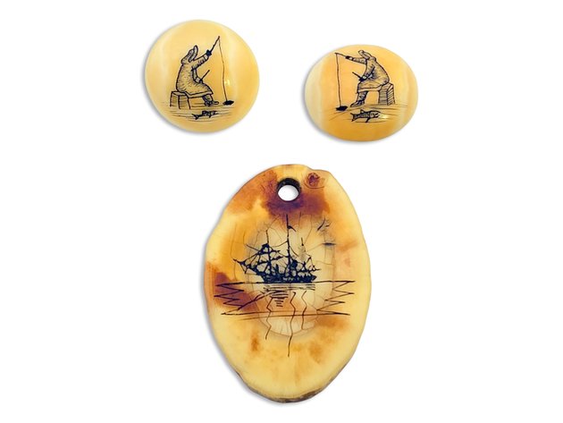 Walrus Ivory Earrings & Pendant - Howard Weyahok