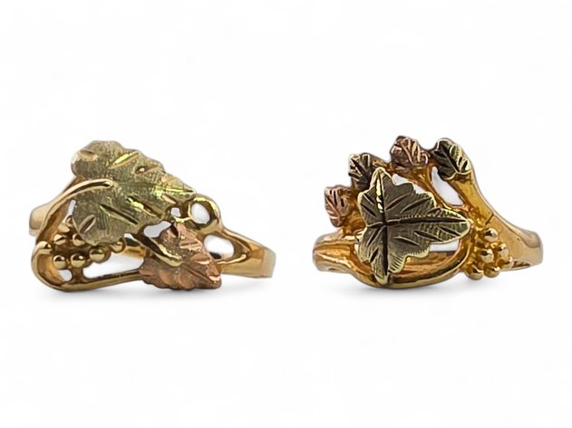 10k Black Hills Gold Rings w/ Grape Leaf & Grape Motif - Size 6 & 7.5