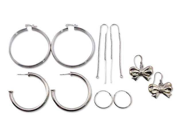 Sterling Silver Earrings - Hoops, Drops & Bows