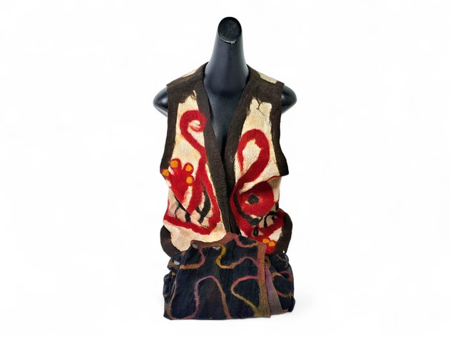 Lizard & Polychrome Fluid Line Wool-Felted Vests