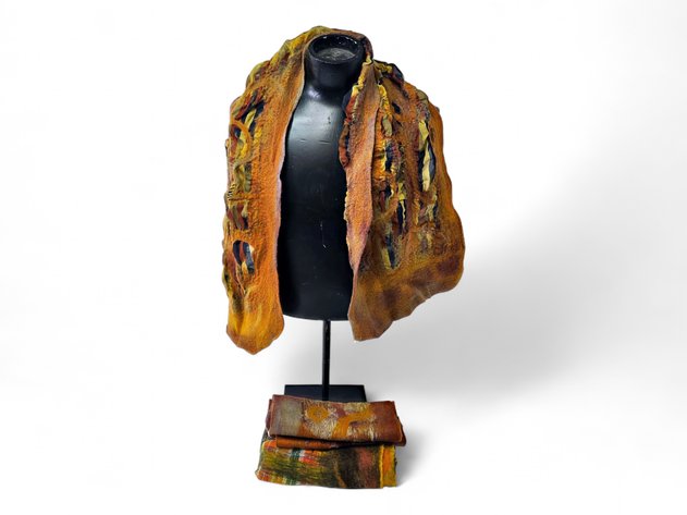 Striped, Plaid & Earth-Tone Nuno-Felted Wraps