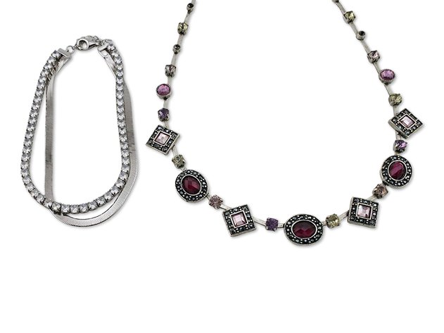 Sterling Silver Double-Layer Bracelet & Multi-Gemstone Necklace