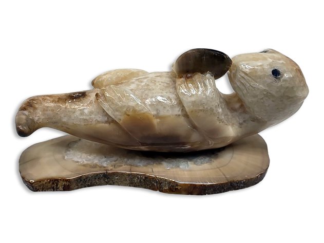 Fossilized Walrus Ivory Sea Otter Figurine