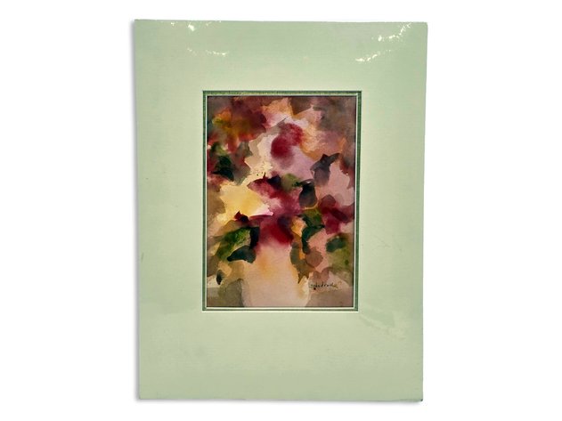 Martha Jean Shadrach Original Watercolor Painting of Abstract Floral Arrangement
