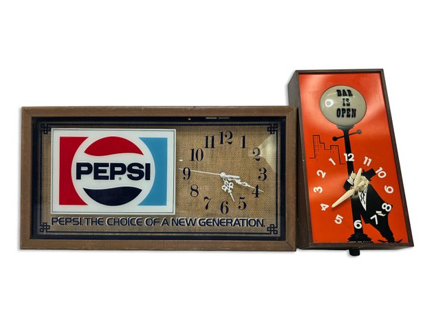 Pepsi & Spartus Bar is Open Wall Clocks