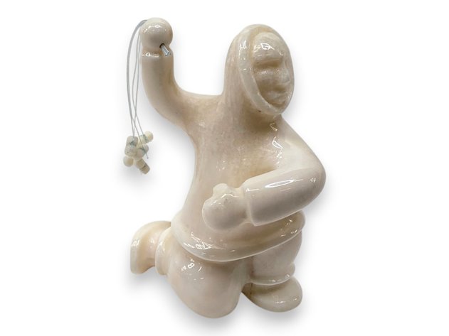Walrus Ivory Alaska Native Hunter w/ Bola by Joachim Koyuk