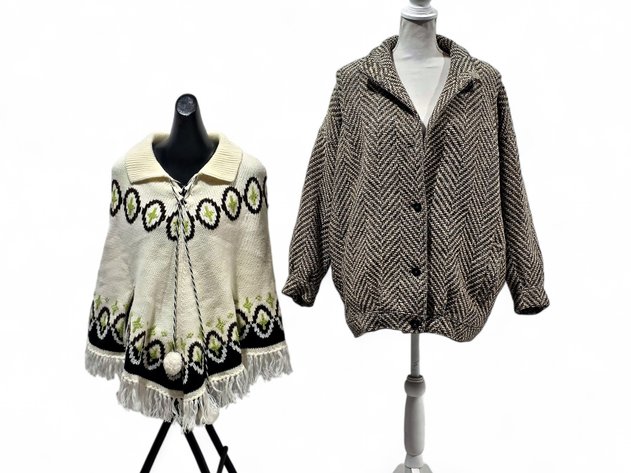 Vintage Coat & Knit Poncho